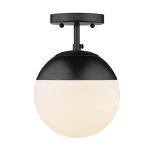  3218-SF BLK-BLK - Dixon Semi-Flush in Matte Black with Opal Glass and Matte Black Cap